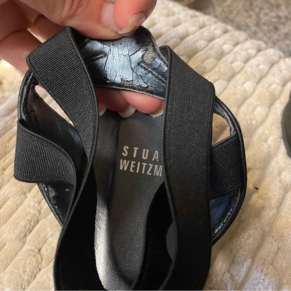 Stuart Weitzman Black Low Heeled Sandals - Size 8 1/2M - Picture 4 of 16